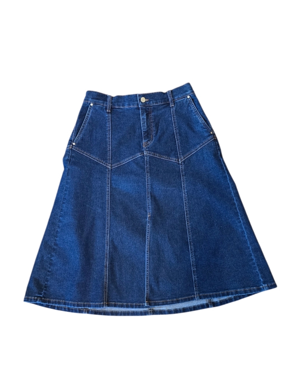 Jessica Simpson Paneled Blue Denim A-line Skirt 8